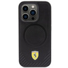 Etui Ferrari Carbon Metal Logo MagSafe na iPhone 15 Pro - czarne