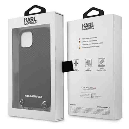 KARL LAGERFELD ETUI HARDCASE DO IPHONE 13 14 15 6,1 MAGNETYCZNE Z ŁAŃCUCHEM