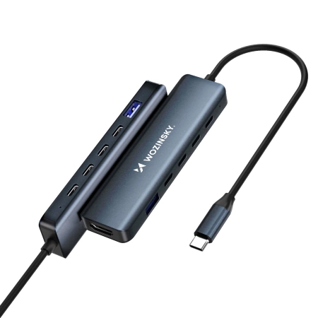 WOZINSKY HUB USB-C 6 W 1 WIELOFUNKCYJNY DO LAPTOPA TELEFONU ALUMINIOWY