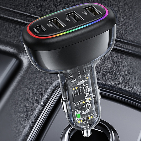 USAMS ŁADOWARKA SAMOCHODOWA 48W 1XUSB-C 3XUSB-A DO SMARTFONÓW FAST CHARGING