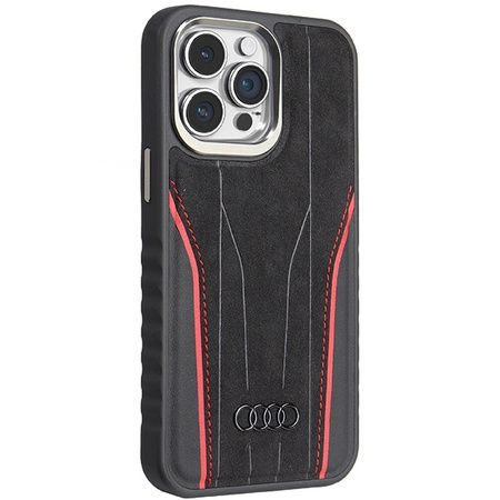 Audi Genuine Leather MagSafe iPhone 15 Pro 6.1 czarno-czerwony/black-red hardcase AU-TPUPCMIP15P-R8/D3-RD