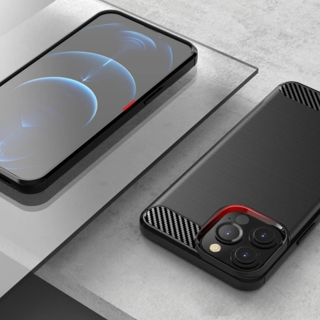 HURTEL CARBON CASE ETUI DO IPHONE 13 PRO Z ELASTYCZNYM POKROWCEM OCHRONNYM