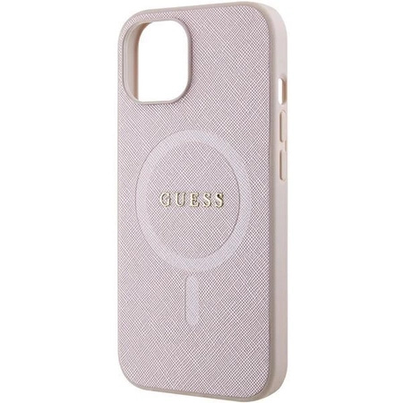 Etui Guess Saffiano MagSafe do iPhone 15 Plus - różowe