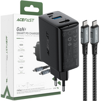 Acefast 2w1 ładowarka sieciowa GaN 65W USB Typ C / USB, adapter przejściówka HDMI 4K@60Hz (zestaw z kablem) czarny (A17 black)