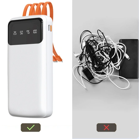 Dudao K6Pro uniwersalny powerbank 10000mAh z kablem USB, USB Typ C, Lightning czarny (K6Pro-black)