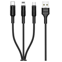 USAMS KABEL PLECIONY 3W1 DO LIGHTNING MICRO USB USB-C 1,5M 2A DO TELEFONÓW