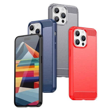 HURTEL ELASTYCZNE ETUI DO IPHONE 15 PRO MAX WZÓR KARBON OCHRONNE WZMOCNIONE