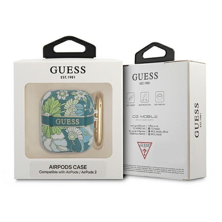 Guess GUA2HHFLN AirPods cover zielony/green Flower Strap Collection