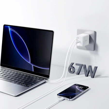 JOYROOM ŁADOWARKA SIECIOWA 67W GAN Z WBUDELOWANYM KABLEM USB-C