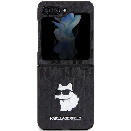 Etui Karl Lagerfeld Saffiano Monogram Choupette Pin na Samsung Galaxy Z Flip 5 - czarne