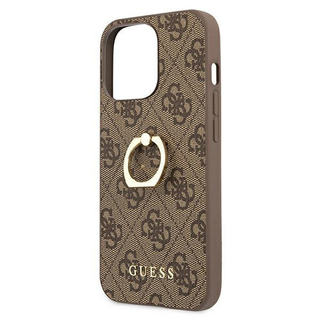 Etui Guess GUHCP13L4GMRBR na iPhone 13 Pro / 13 - brązowe 4G with ring stand