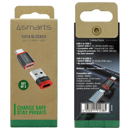 4SMARTS ADAPTER DATA BLOCKER USB-C DO USB-A/USB-C DO OCHRONY DANYCH 2