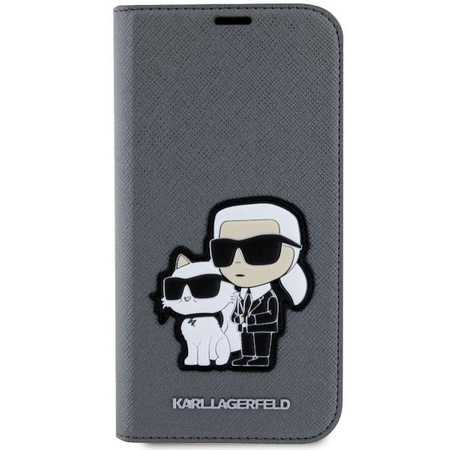 Etui Karl Lagerfeld KLBKP14SSANKCPG na iPhone 14 bookcase - srebrne Saffiano Karl&Choupette