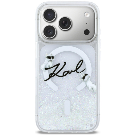 Etui Karl Lagerfeld Liquid Glitter Karl  Script Logo MagSafe do iPhone 17 Pro przezroczysty