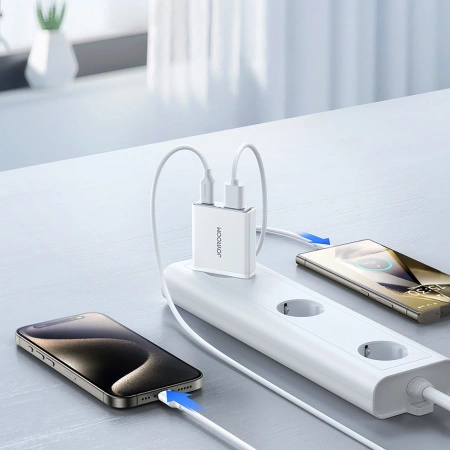 Ładowarka sieciowa Joyroom JR-TCF14 20W USB-A USB-C supercienka - biała