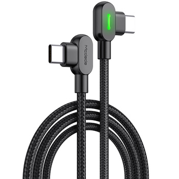 Mcdodo Phone cable Fast charging Angle 90°, LED, USB-C PD 2m black 60W