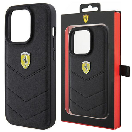 Etui Ferrari Quilted Metal Logo na iPhone 15 Pro Max - czarne