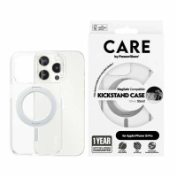 Etui CARE by PanzerGlass Kickstand Case MagSafe na iPhone 15 Pro - srebrne