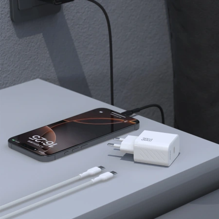 Ładowarka sieciowa Dudao A27PCEU PD 30W GaN USB-C z kablem USB-C - biała