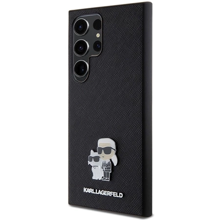 Etui Karl Lagerfeld Saffiano Karl&Choupette Metal Pin na Samsung Galaxy S24 Ultra - czarne