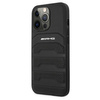 Etui AMG AMHCP13XGSEBK na iPhone 13 Pro Max - czarne Leather Debossed Lines