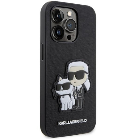 Etui Karl Lagerfeld KLHCP14XSANKCPK na iPhone 14 Pro Max 6.7" hardcase - czarne Saffiano Karl&Choupette