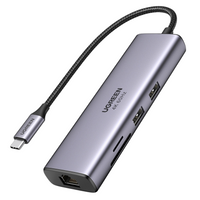 HUB 7w1 Ugreen CM512 USB-C / 2x USB-A 3.2 / HDMI 4K / czytnik SD TF / USB-C PD 100W / RJ45 - szary