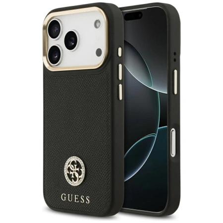 GUESS ETUI GRAINED STRASS LOGO DO IPHONE 17 PRO MAGSAFE Z LUKSUSOWYM