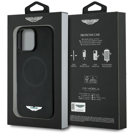 Etui Aston Martin HC FW Logo do iPhone   16 Pro MagSafe czarny