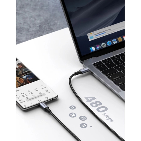 Kabel Ugreen US316 USB-C / USB-C 480Mb/s 5A 0.5m - szary