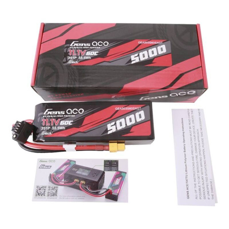 GENS ACE G-TECH AKUMULATOR LIPO 5000MAH 11.1V 60C 3S1P DO ZABAWEK RC Z XT60