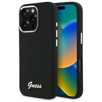 Guess GUHCP16LSMBSLK iPhone 16 Pro 6.3" czarny/black hardcase Silicone Script Metal Logo & Frame
