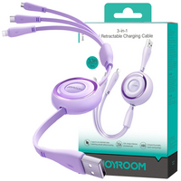 Kabel zwijany 3w1 Joyroom S-A40 Colorful Series USB-A do USB-C / Lightning / microUSB 1m - fioletowy