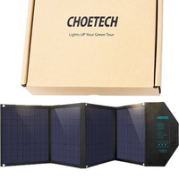 Choetech duża rozkładana ładowarka solarna słoneczna fotowoltaiczna 80W  USB Typ C (Power Delivery) / 2x USB (Quick Charge / 2,4A) (158 x 41 cm) czarny (SC007)