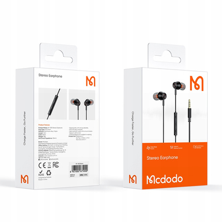 Mcdodo Earphones with Microphone Mini Jack, Black