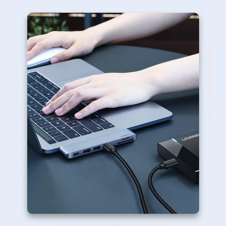 UGREEN HUB 3 USB TF SD USB DO MACBOOK PRO AIR SZARY