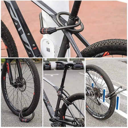 Zapięcie rowerowe Rockbros RKS507-1BK na szyfr 1,8m - czarne