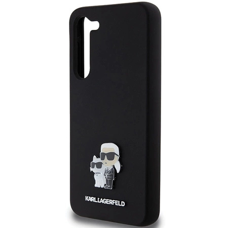 Etui Karl Lagerfeld Silicone Karl&Choupette Metal Pin na Samsung Galaxy S23+ - czarne
