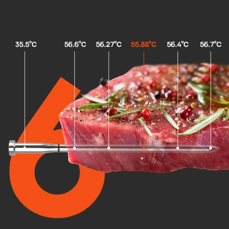 Termometr kuchenny Meatmeet S Pro z aplikacją Bluetooth/WiFi do grilla piekarnika wędzarni - szary