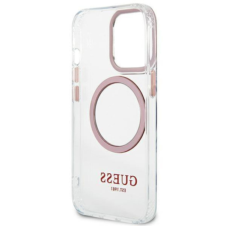 Guess GUHMP13LHTRMP iPhone 13 Pro / 13 6,1" różowy/pink hard case Metal Outline Magsafe