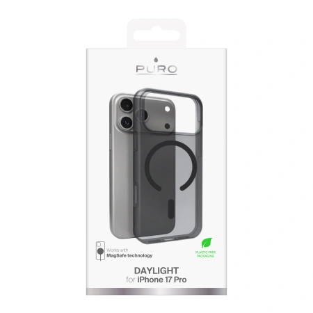 Etui silikonowe Puro Daylight kompatybilne z Magsafe na iPhone 17 Pro - półprzezroczyste czarne