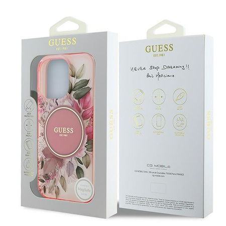 GUESS CASE DO IPHONE 16 PRO MAX 6.9 DO MAGSAFE KWIATOWE WZORY Z TONAL