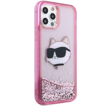 Etui Karl Lagerfeld KLHCP12MLNCHCP na iPhone 12/ 12 Pro - różowe Glitter Choupette Head