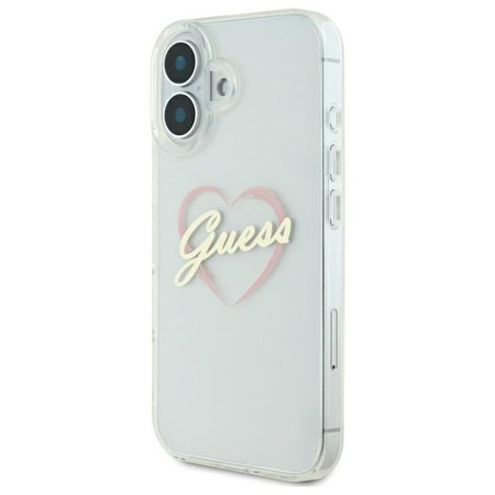 GUESS ETUI HARDCASE DO IPHONE 16 6.1'' Z IML HEART I PRZEŹROCZYSTYM WZOREM