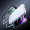 Powerbank Baseus Airpow Lite 10000mAh 22,5W z wbudowanymi kablami USB-C i Lightning - biały