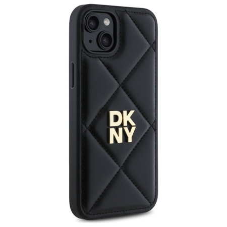 DKNY ETUI DO IPHONE 15 PLUS 6.7 QUILTED STACK LOGO WERSJA CZARNA POKROWIEC