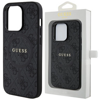 Etui Guess 4G Collection Leather Metal Logo MagSafe na iPhone 14 Pro Max - czarne