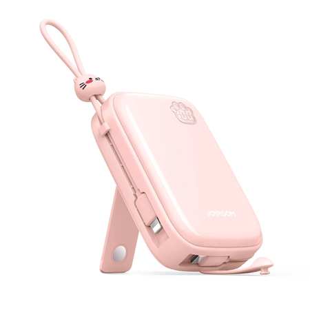 Powerbank Joyroom JR-L008 Plus Cutie Series 22.5W 20000mAh ze stojakiem + kabel USB-A - USB-C - różowy