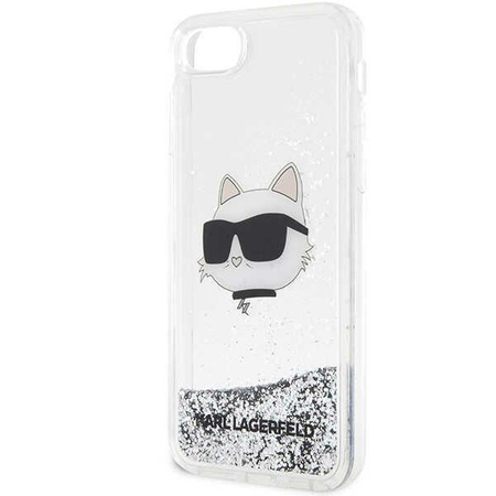 Etui Karl Lagerfeld KLHCI8LNCHCS na iPhone 7/8/ SE 2020 / SE 2022 - srebrne Glitter Choupette Head