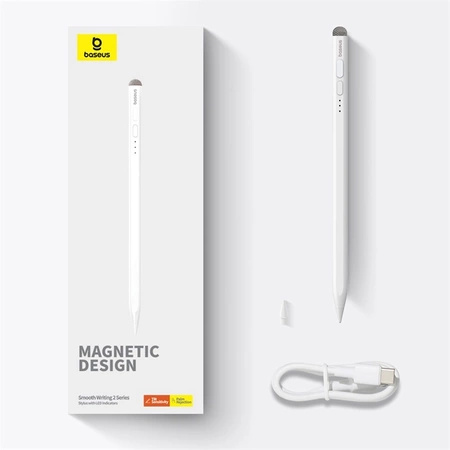 Rysik z aktywną końcówką Baseus Smooth Writing 2 Overseas Edition do iPad z kablem USB-C i wymienną końcówką - biały